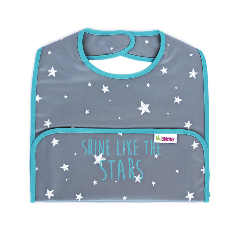 Babero bolsillo gris estrellas