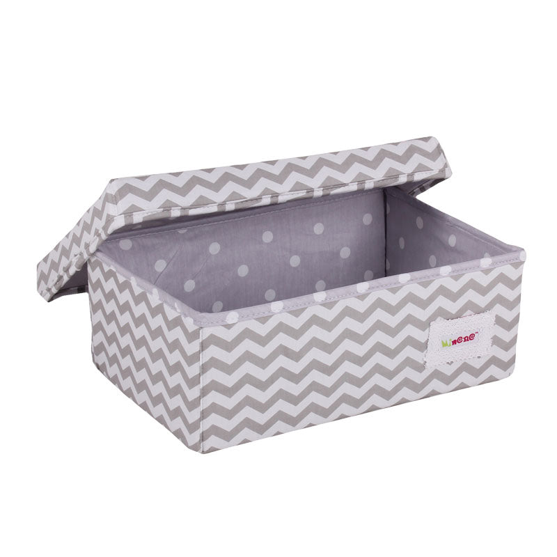 Caja tela con tapa chica gris zigzag