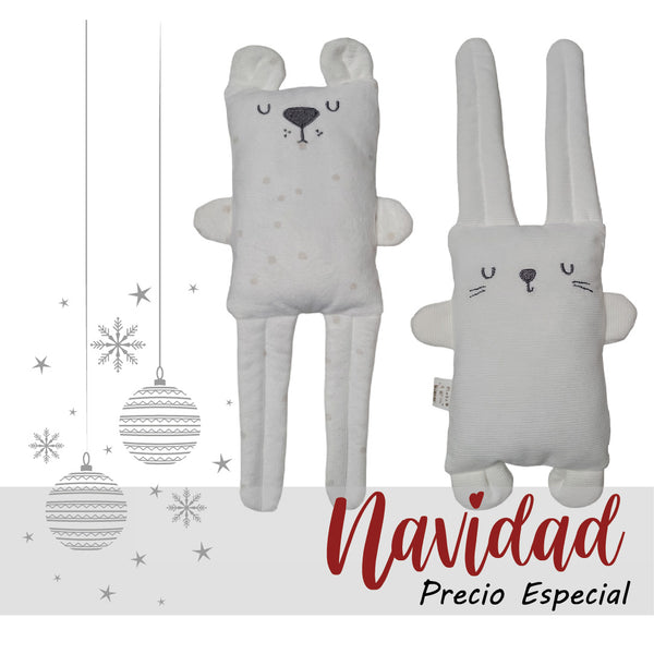 Peluche reversible oso/conejo blanco crema