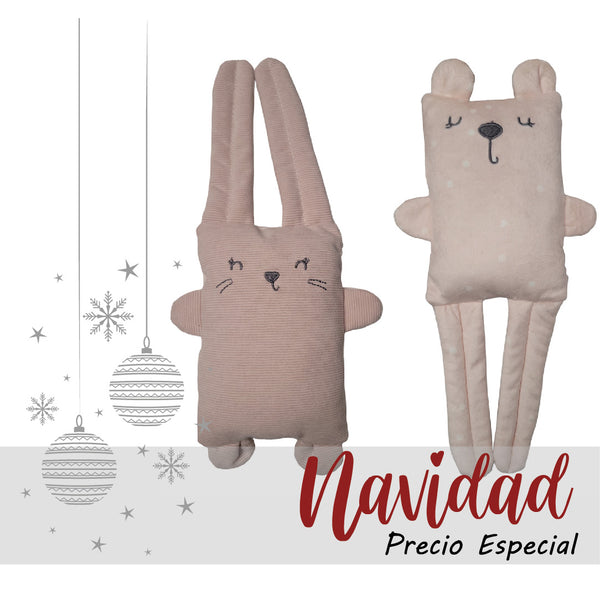 Peluche reversible oso/conejo rosa