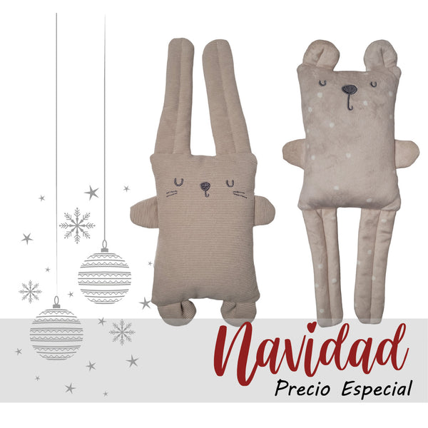 Peluche reversible oso/conejo beige