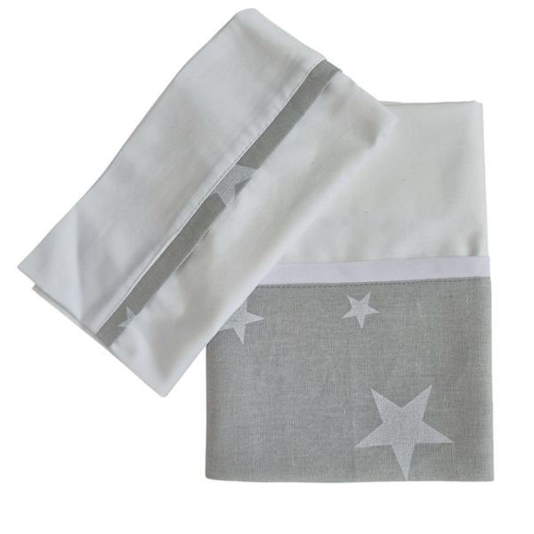 Sábana colecho o moisés guarda lino gris estrellas