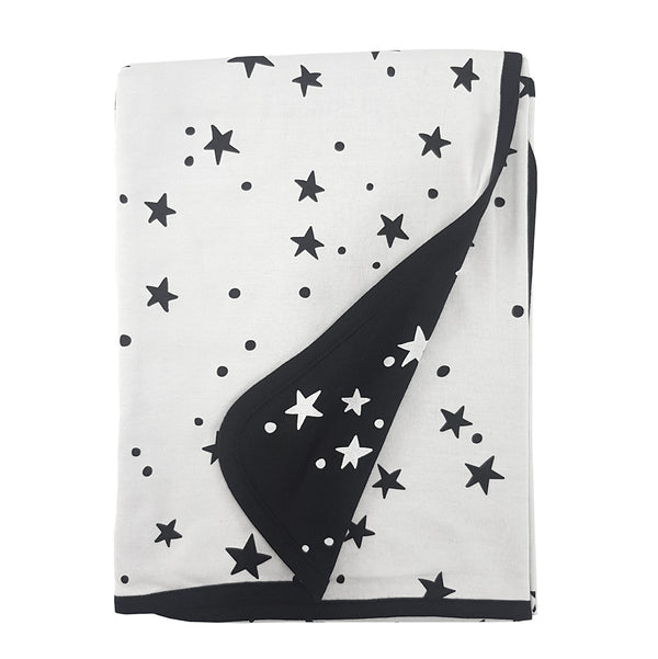 Manta verano grande doble capa 115 x 85 cms. Estrellas negras